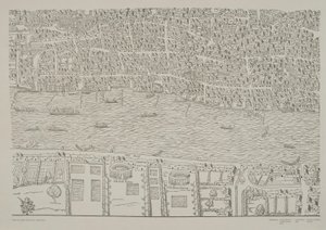 Kart over London, som viser bjørnehagen i Southwark, ca. 1561